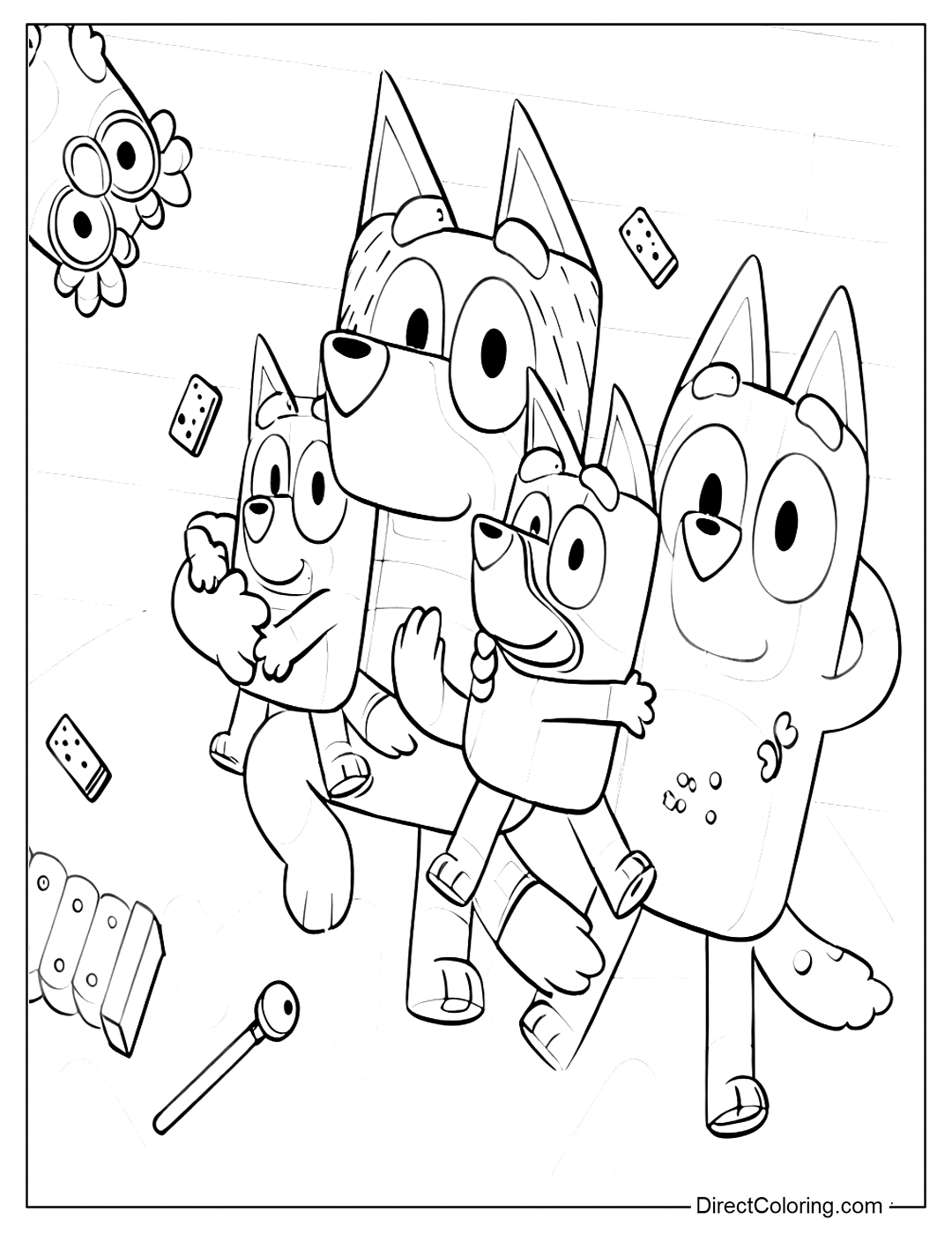 Bluey And Family Coloring Sheet